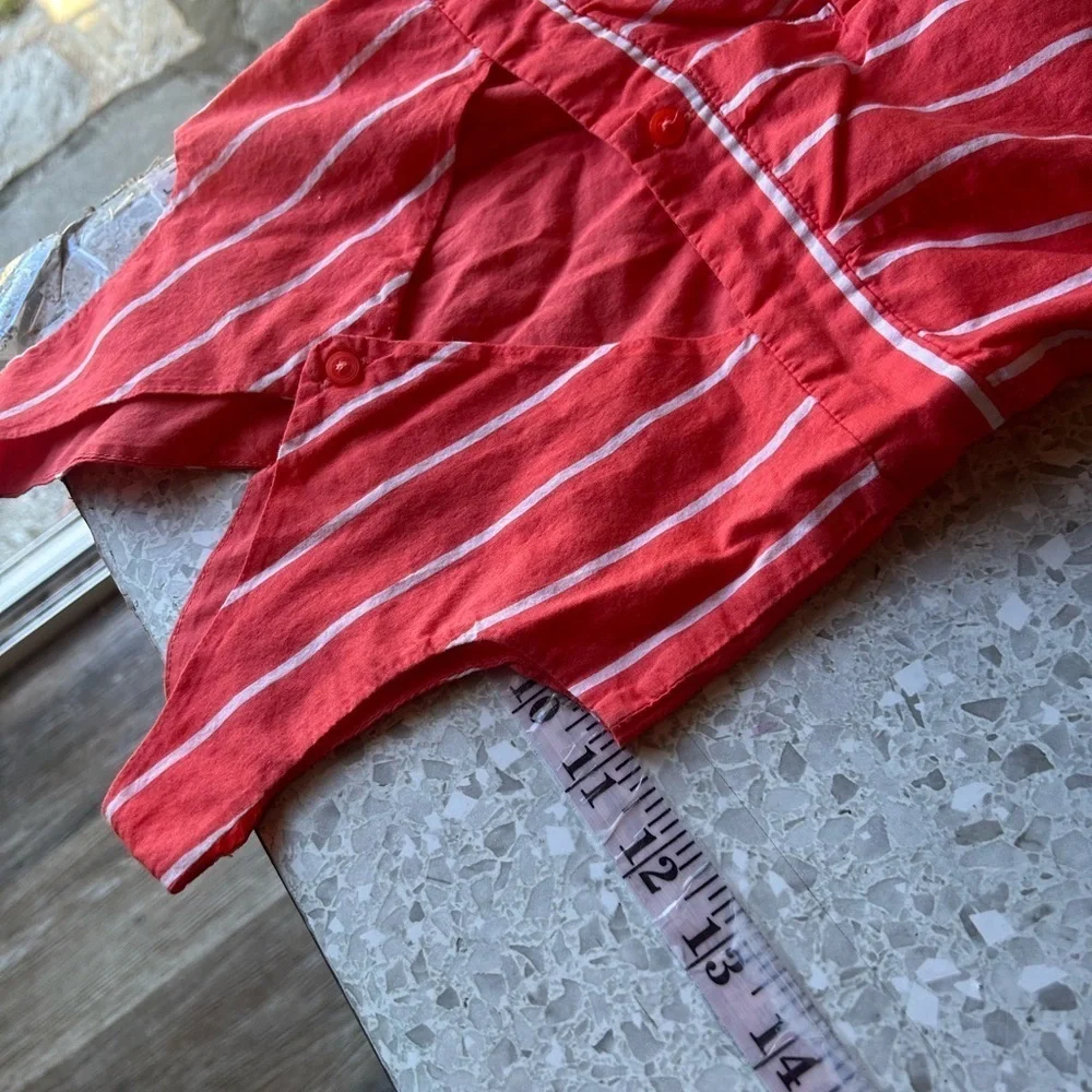 Girl's Janie and Jack Coral Orange Striped Jumpsuit Size 4 Cut out back